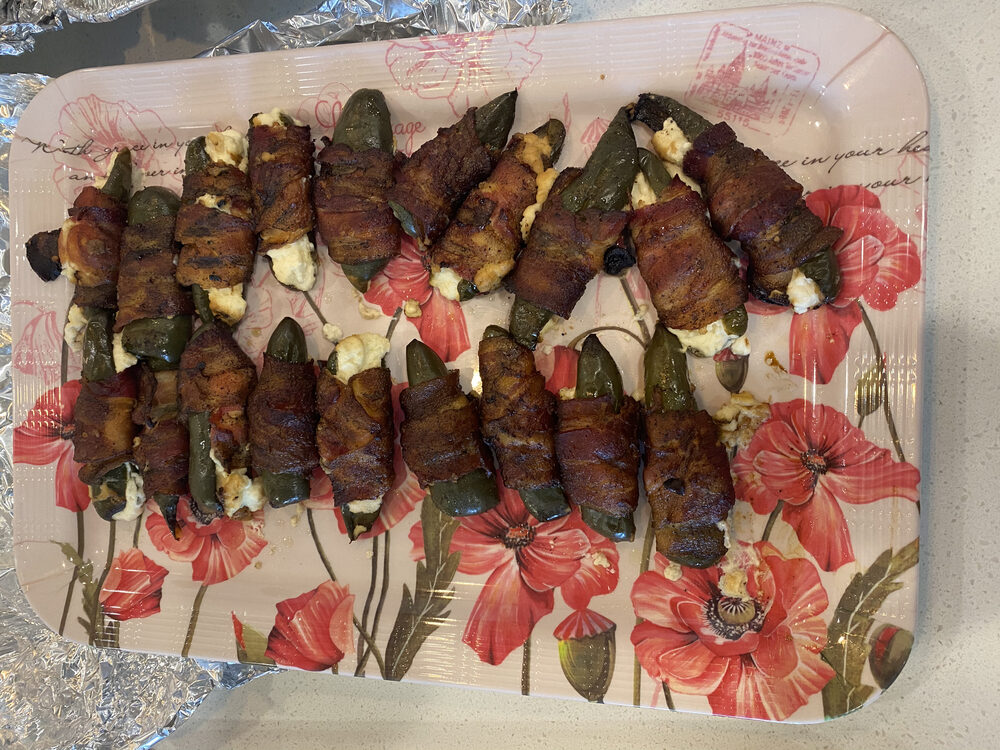 Bacon-wrapped stuffed jalapeño poppers