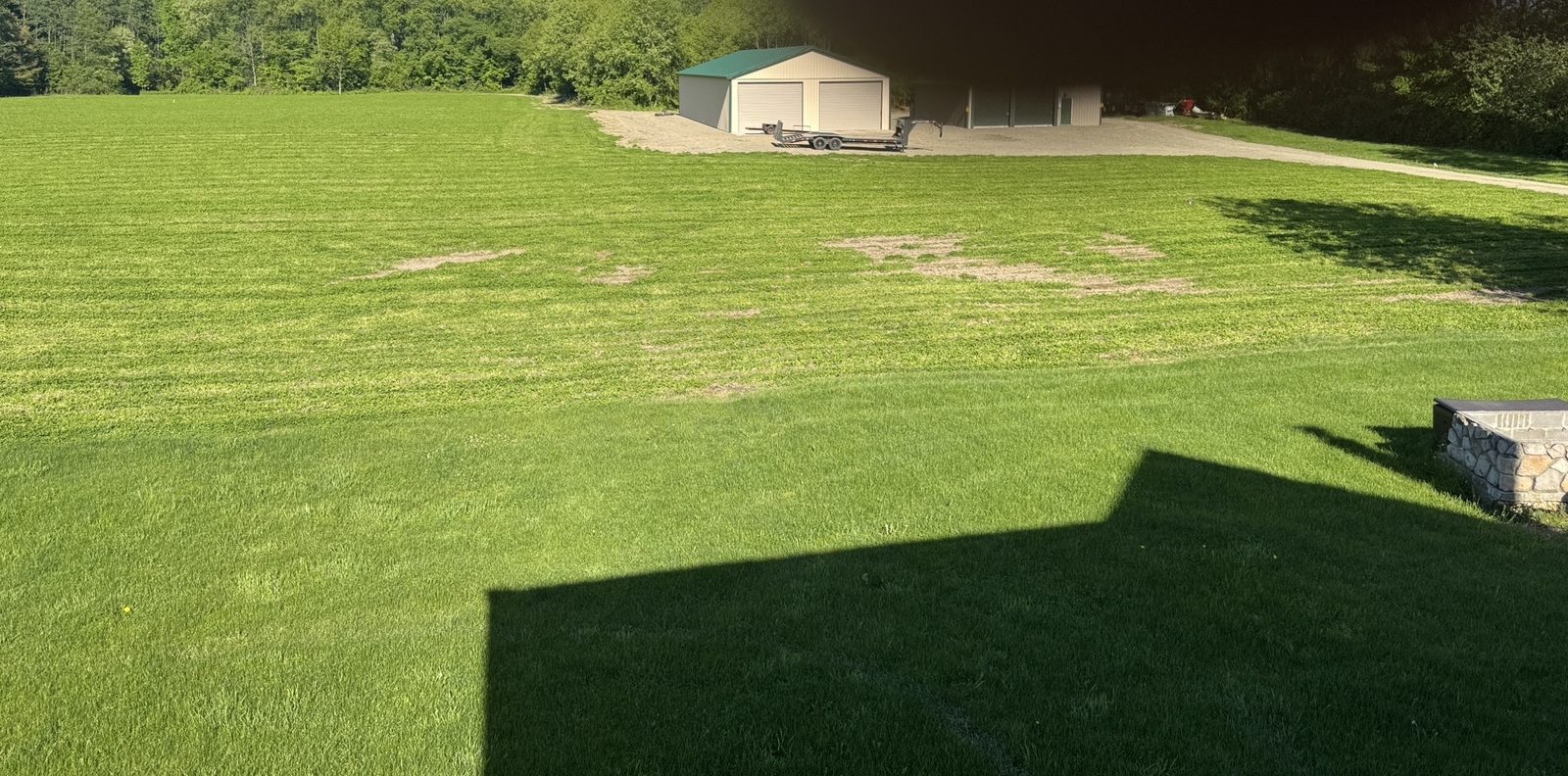 The barn and back field at Tompkins Farm