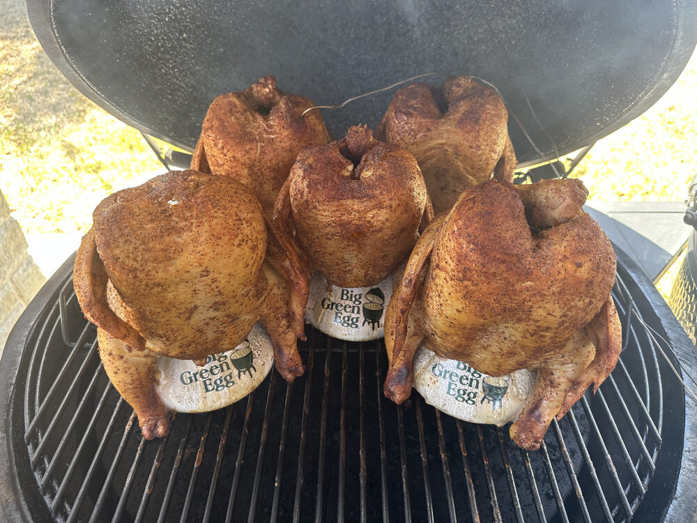 Small roasted birds off the grill