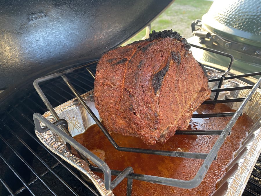 A glazed roast on the grill