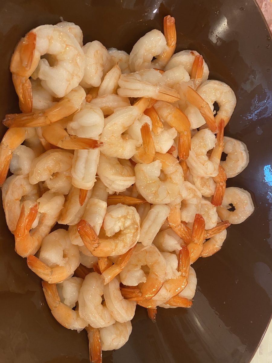 A platter of chilled shrimp